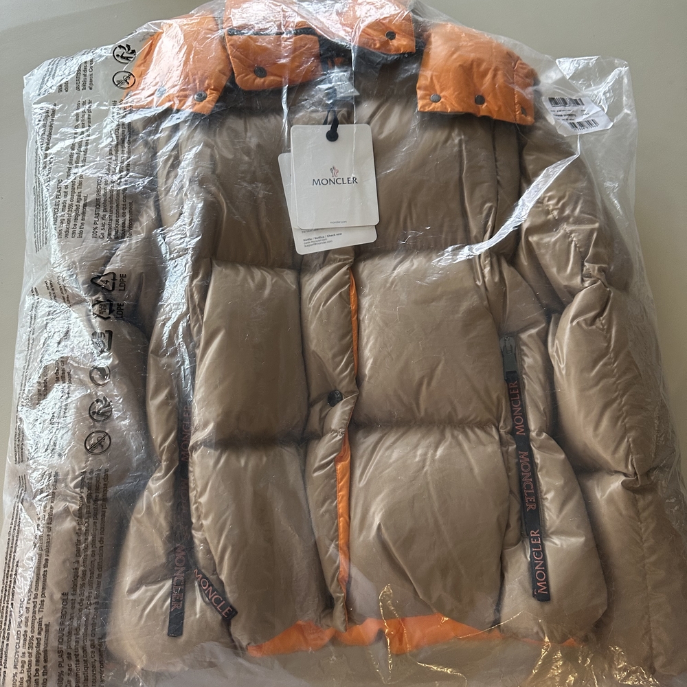 Moncler Tan and Orange Puffer Jacket